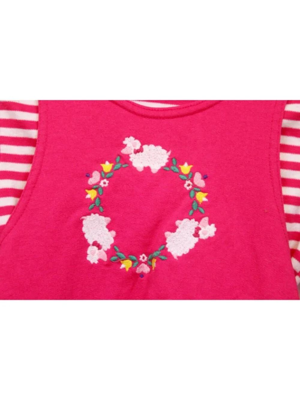 Fast Friends 2pc Dress Turtleneck Shirt sz XS 3T Pink Lambs Stripes Flowers